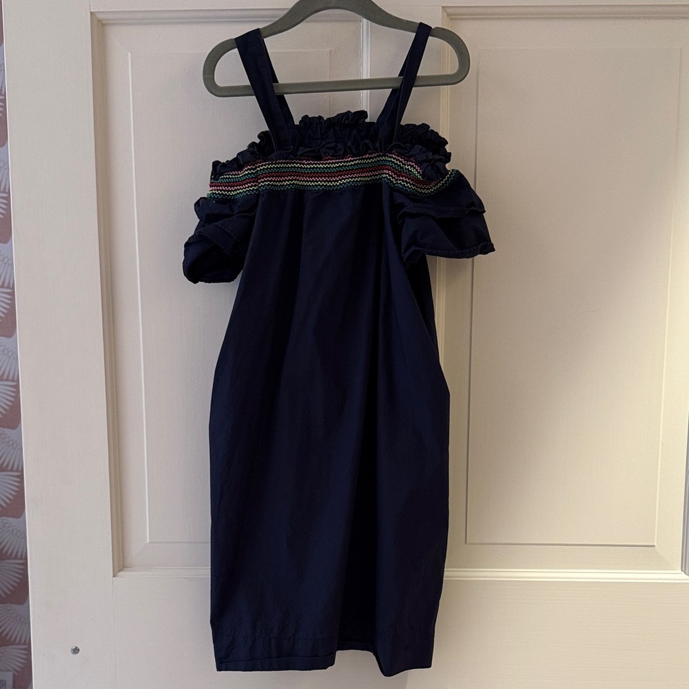 Crewcuts Navy Dress with Multicolor Trim